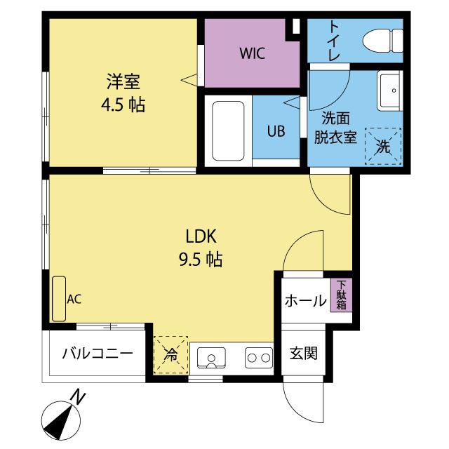 プリマヴェーラ玉川学園(1LDK/1階)の間取り写真