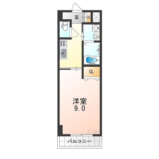 サザンクレスト堺(1K/6階)の間取り写真