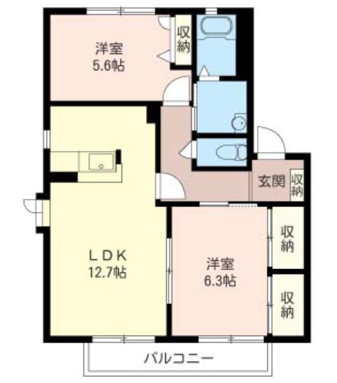 エクセルパレス佐貫B(2LDK/2階)の間取り写真