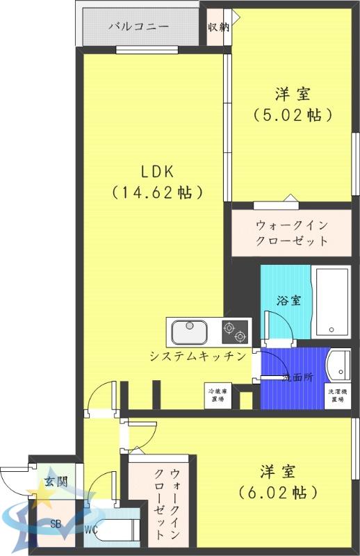 アルファスクエアS17(2LDK/3階)の間取り写真