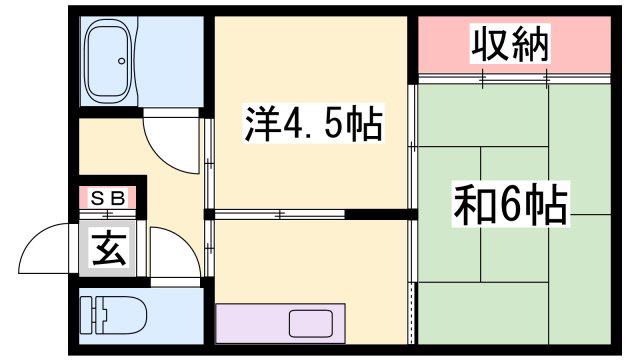 松和荘(2K/1階)の間取り写真