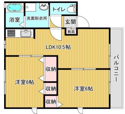 サンハイツ松山(2LDK/2階)の間取り写真