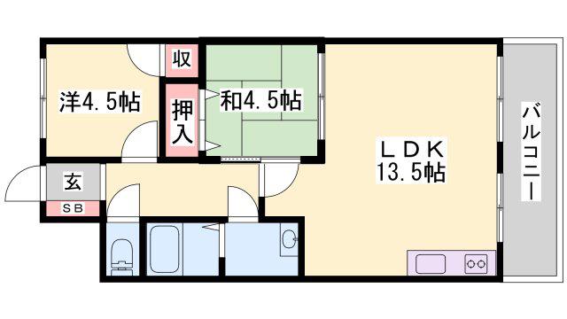 ハッピーコート青山(2LDK/3階)の間取り写真