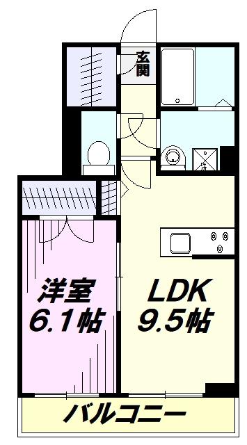 シャーメゾン小作台(1LDK/2階)の間取り写真