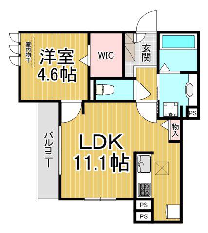 グリューネ塚口(1LDK/1階)の間取り写真