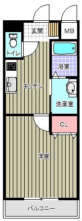 サンブルーム(1K/1階)の間取り写真