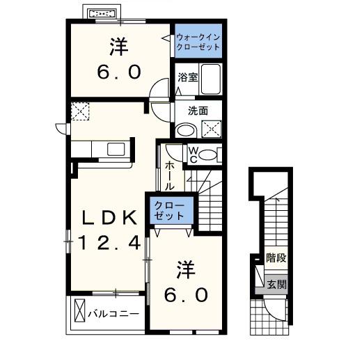 スイート・ポピー(2LDK/2階)の間取り写真