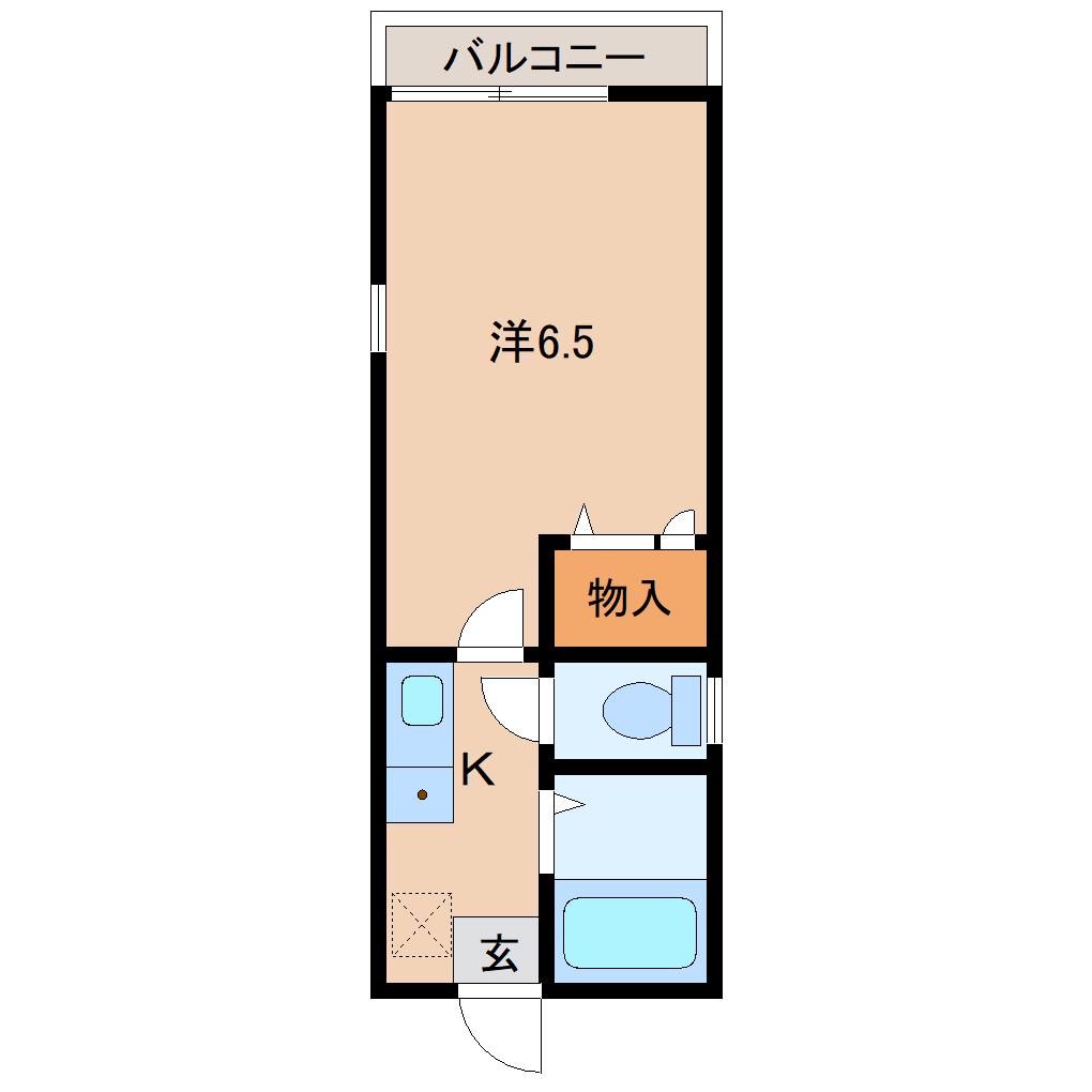 クレシェンド(1K/2階)の間取り写真