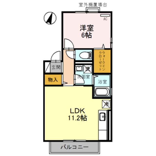 リビングタウン狭山池公園 E棟(1LDK/2階)の間取り写真
