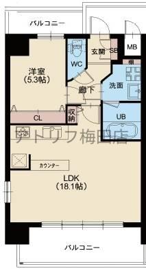LA GRACE福島(1LDK/3階)の間取り写真
