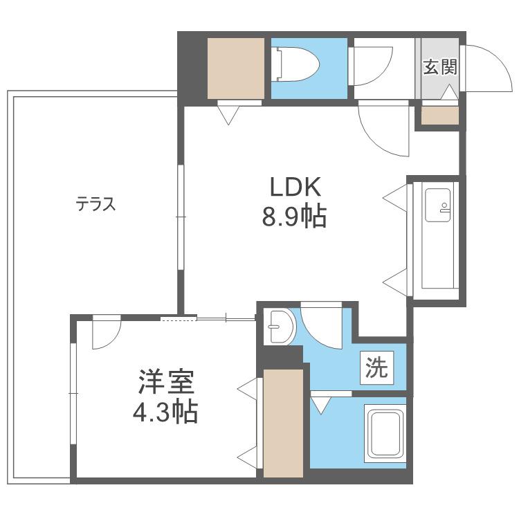 ファランドール札幌(1LDK/1階)の間取り写真