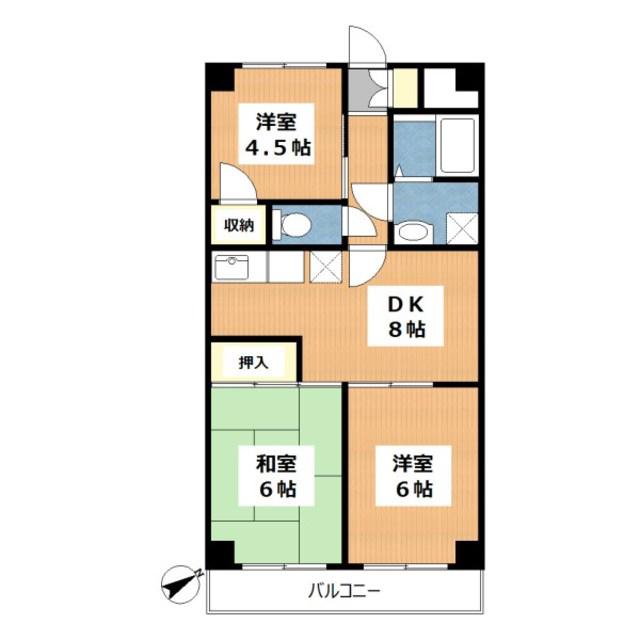 石川坂マンション(3DK/1階)の間取り写真