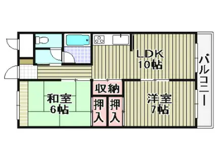 第一磯屋敷マンション(2LDK/3階)の間取り写真
