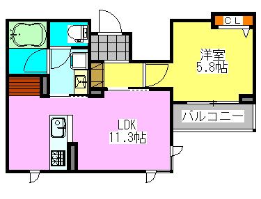 CICADA(1LDK/2階)の間取り写真