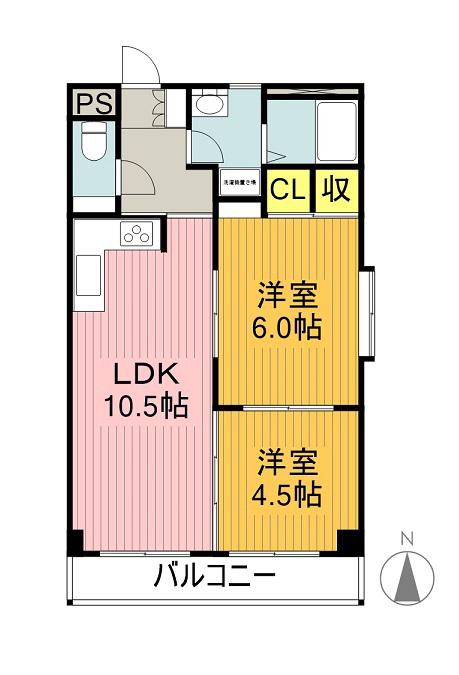 ヨゼフハイム(2LDK/4階)の間取り写真