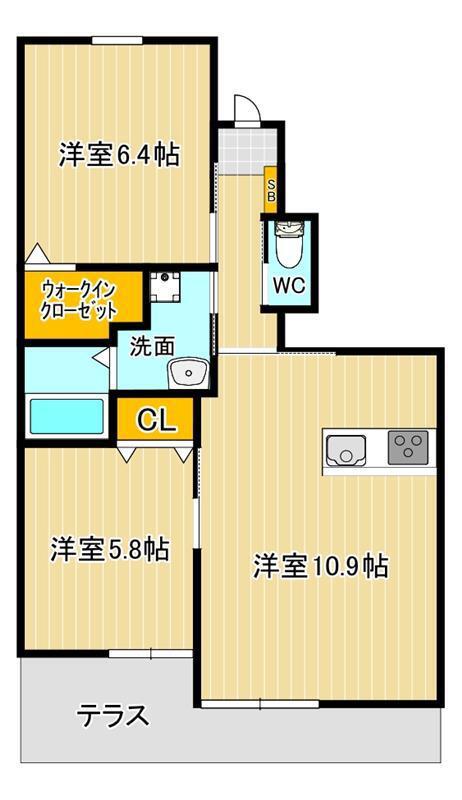 リベルテ(2LDK/1階)の間取り写真