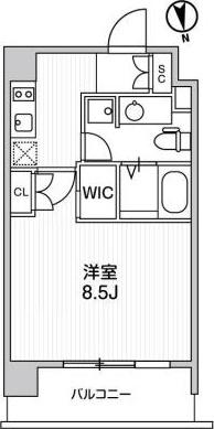 麻布十番マンション(1K/8階)の間取り写真