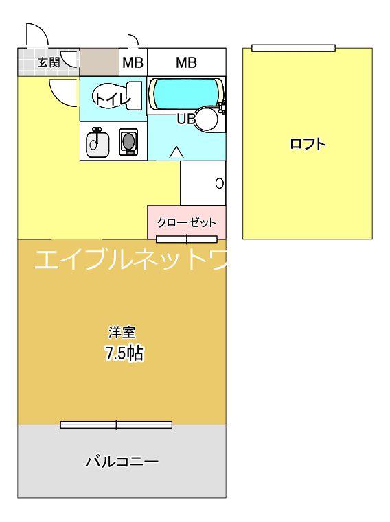 ヴェルタ(1K/2階)の間取り写真