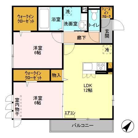東京メトロ東西線 南行徳駅 徒歩3分 3階建 築10年(2LDK/2階)の間取り写真