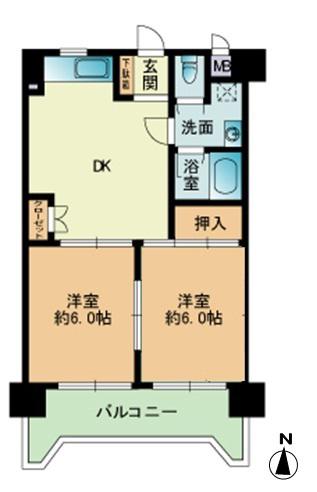 アイレックス南天神(2DK/7階)の間取り写真