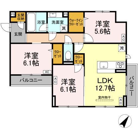 BELLE・GRACE(3LDK/2階)の間取り写真