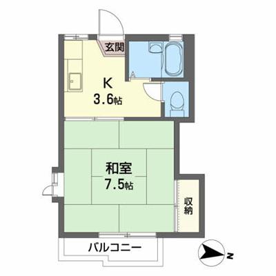 フラッツA(1K/2階)の間取り写真