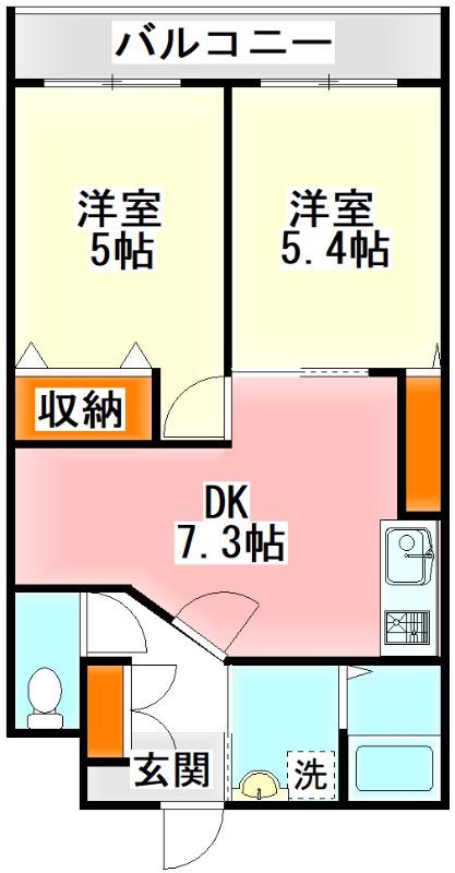 エスカーザ(2DK/3階)の間取り写真