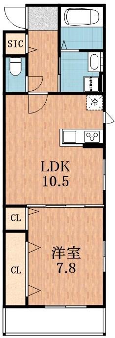 CASA PINO SOLO(1LDK/1階)の間取り写真