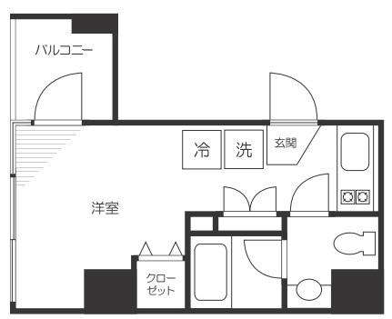 グランビュー門前仲町(ワンルーム/4階)の間取り写真