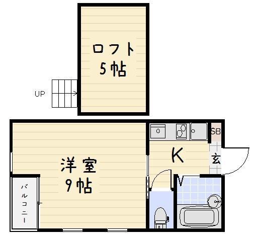 MOON下到津(1K/2階)の間取り写真