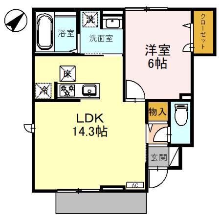 スーリール住吉(1LDK/1階)の間取り写真