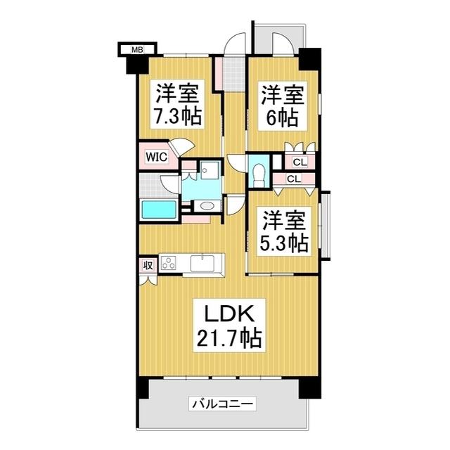 ポレスター湖岸通参番館(3LDK/4階)の間取り写真