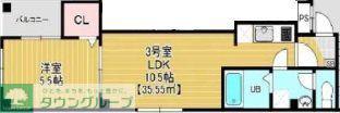 コンフォルテ本千葉(1LDK/3階)の間取り写真