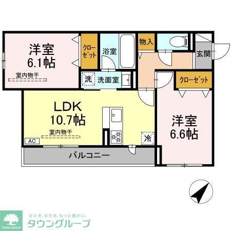 レヴリ広野(2LDK/2階)の間取り写真