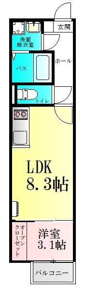 アークパイン黒松(1LDK/1階)の間取り写真