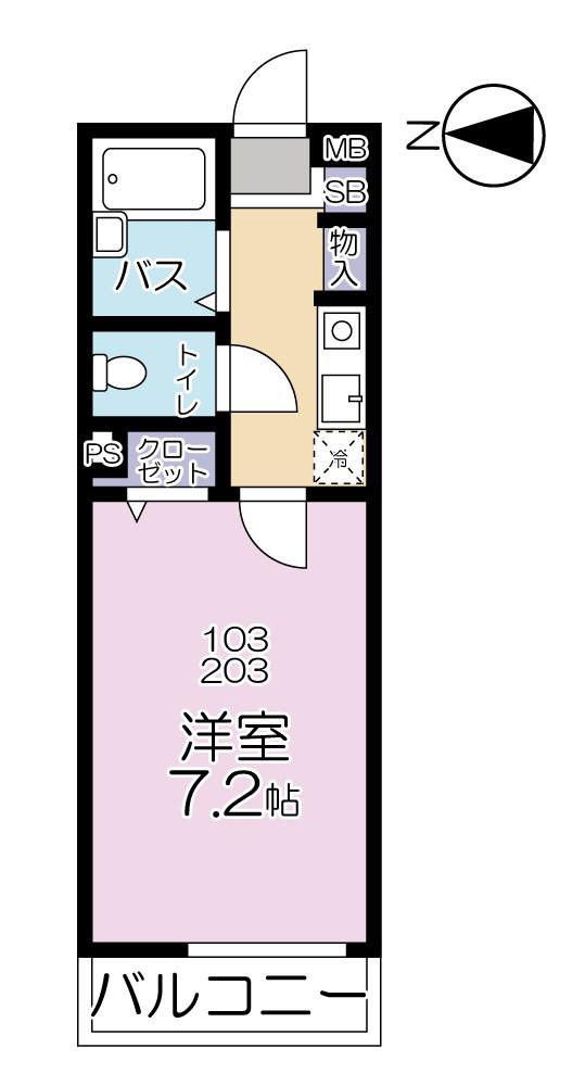 ラピスガーデン(1K/2階)の間取り写真