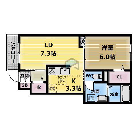 ラガール(1LDK/1階)の間取り写真
