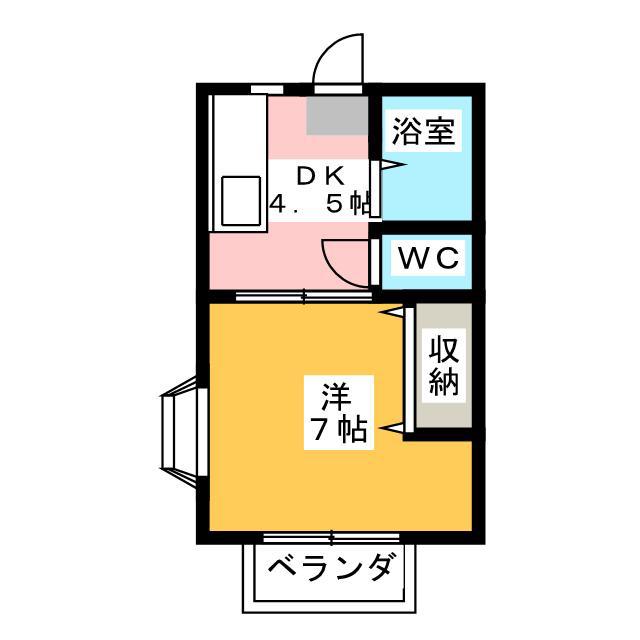 コーポ岡本(1DK/2階)の間取り写真