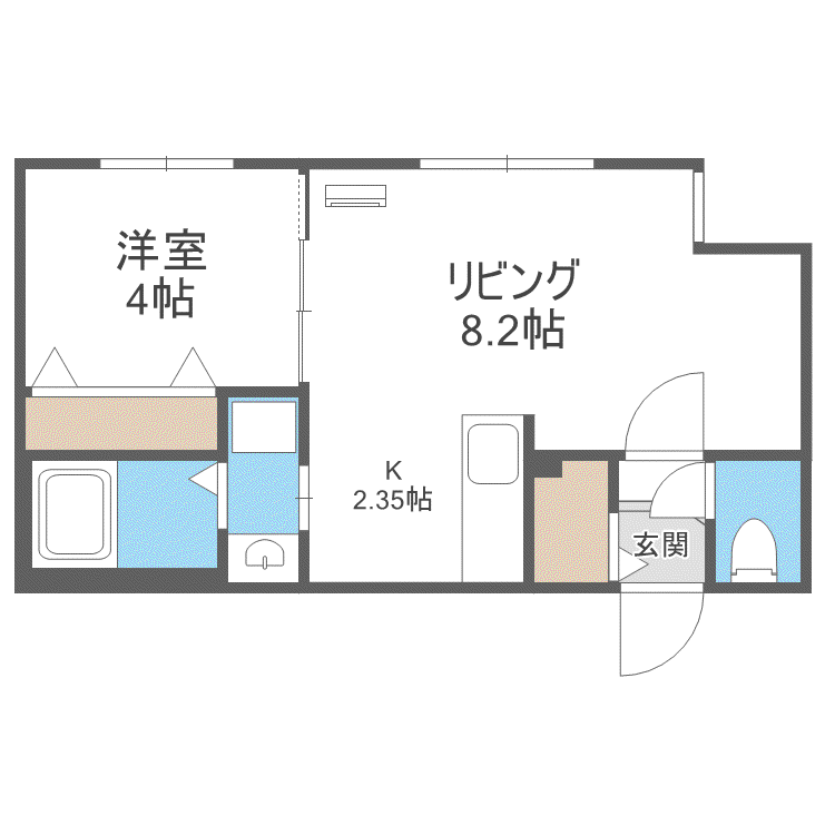 MONTAGNE南9条(1LDK/2階)の間取り写真