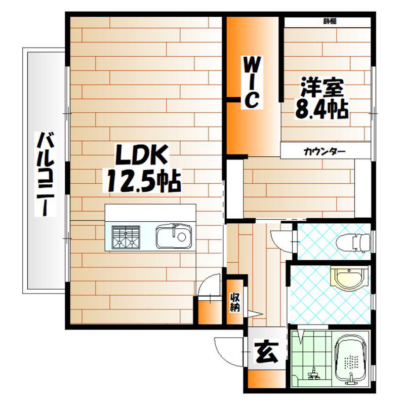 シュロス赤坂(1LDK/2階)の間取り写真