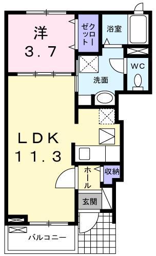 ジョンドール・W(1LDK/1階)の間取り写真