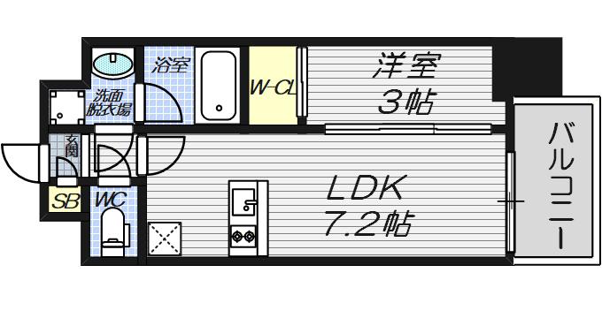 エスリードレジデンス ザ・グラン大阪ノア(1LDK/4階)の間取り写真