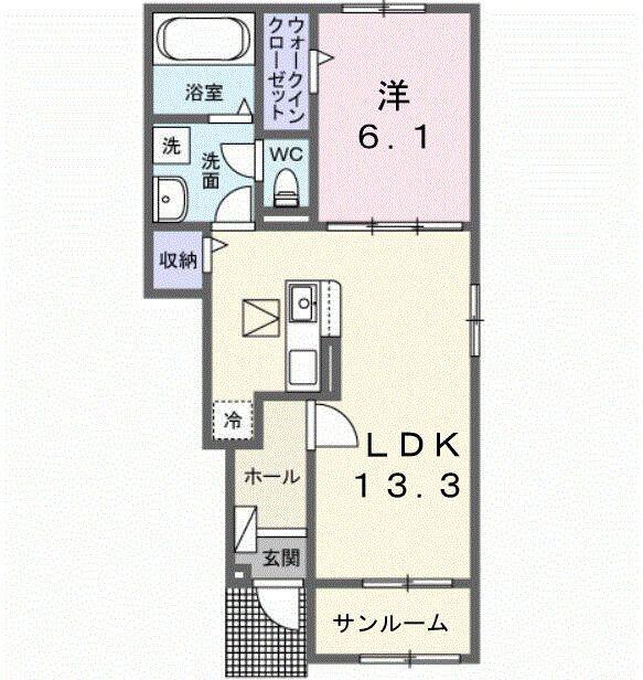 エルヴェ(1LDK/1階)の間取り写真