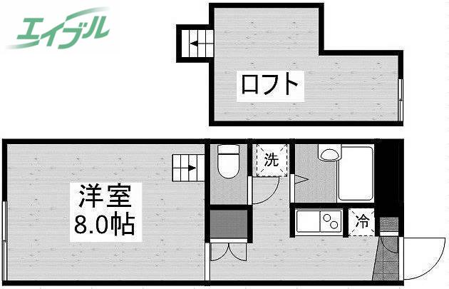 今バス停前シャルマンドミール(1K/2階)の間取り写真