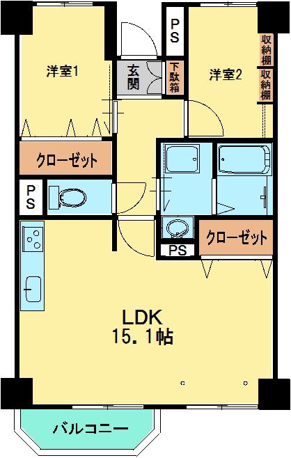 ロワイヤルパレス(2LDK/4階)の間取り写真