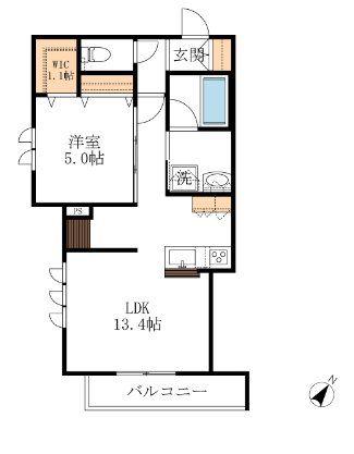 メゾン ド シャルー(1LDK/2階)の間取り写真