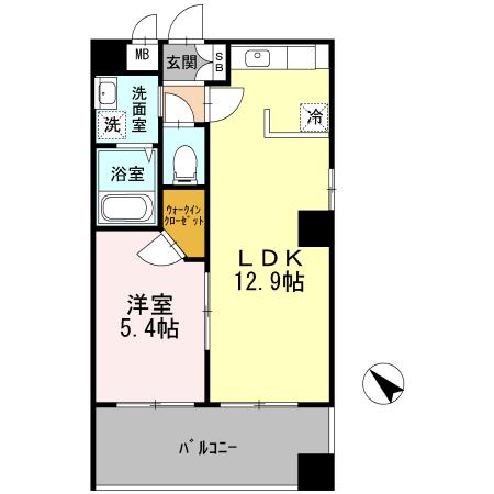 LA ESPERANZA(1LDK/5階)の間取り写真