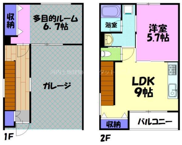 BLUE TREE簗瀬 B(2LDK/1階)の間取り写真