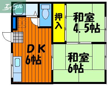 メゾン齋藤(2DK/2階)の間取り写真