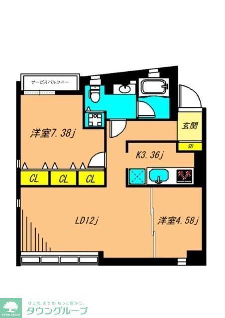 DENFLRAT南平台(2LDK/3階)の間取り写真